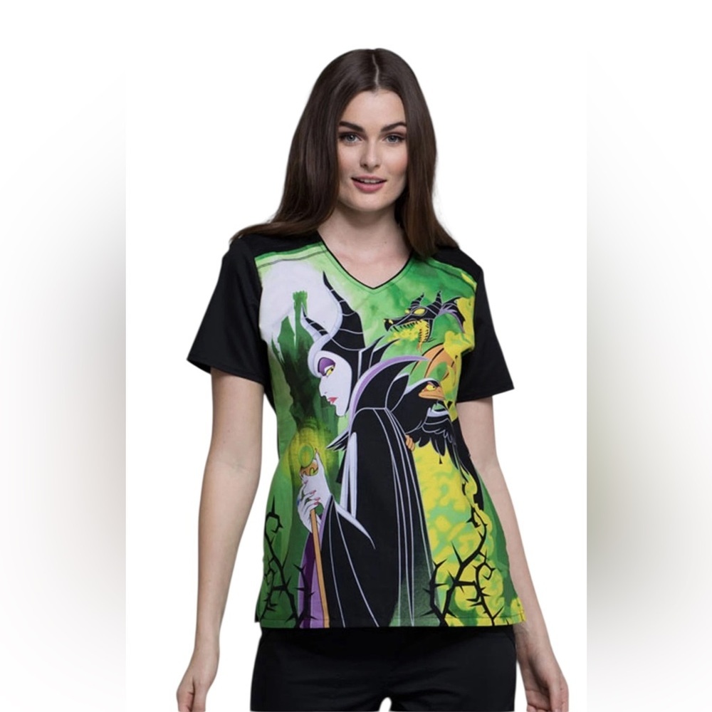 Disney Maleficent Scrub Top small villains nurse clinic